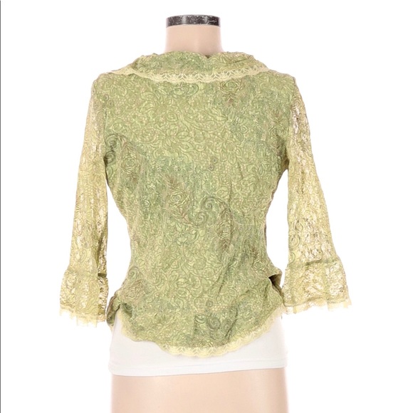 INC LIGHT GREEN 3/4 lace mesh sleeve top - Picture 2 of 2